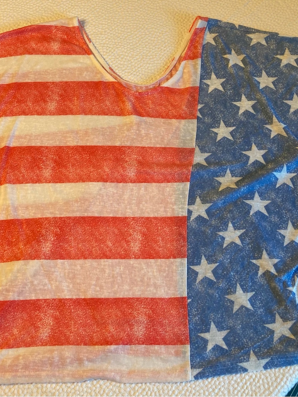 American Flag Print Women's Top - Red, White & Blue